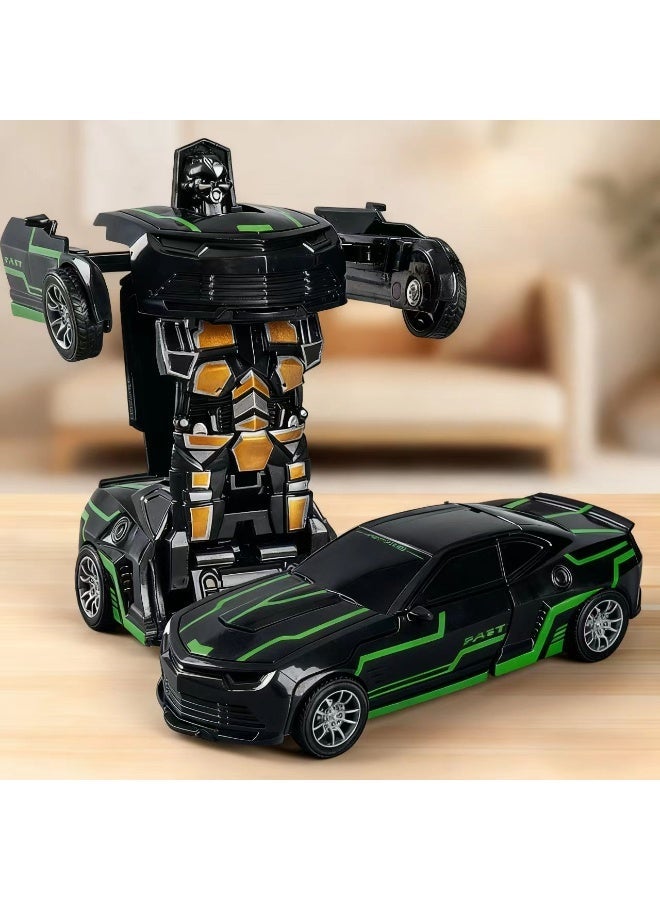 Chabeia Friction Powered Car Truck Toys, for 3-8 Year Old Boy, Transforming Toys Cars for Children, Most Popular Birthday Presents for boys. (Black & Green) - Image 1